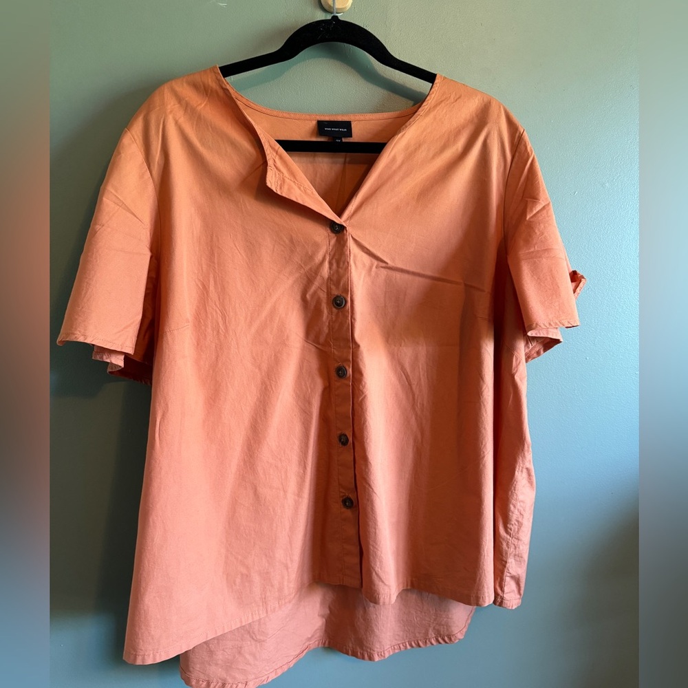 Burnt orange button-down swing shirt